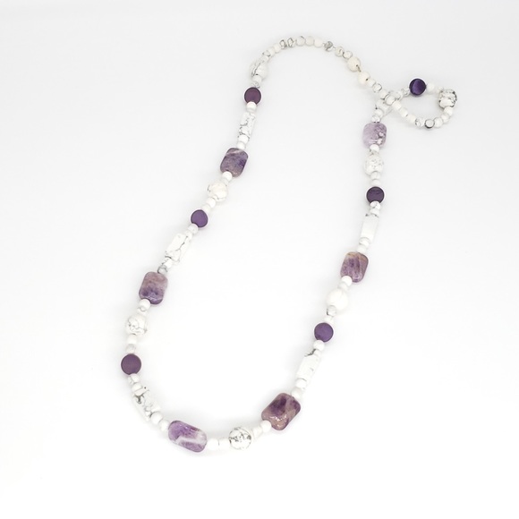 Amethyst & Howlite Beaded Boho Necklace - Picture 6 of 9